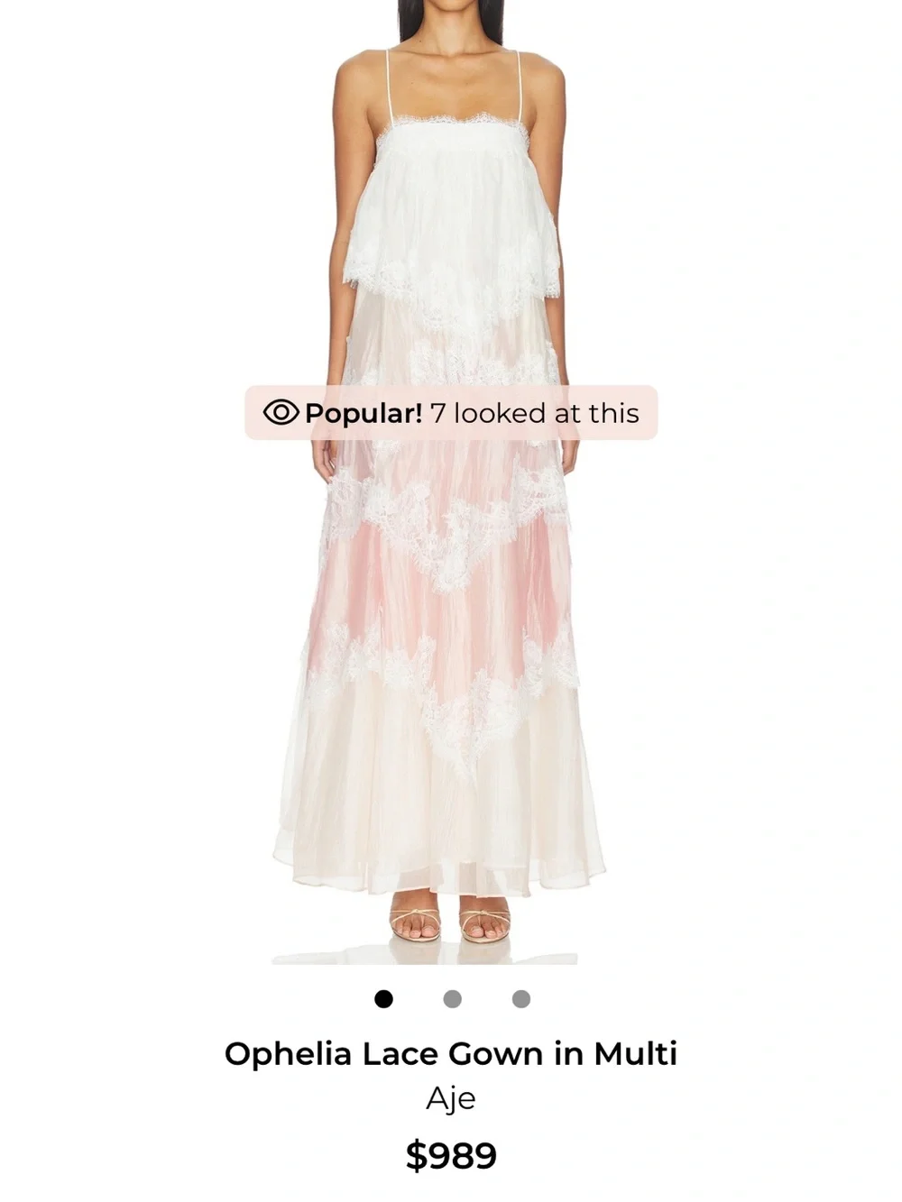 Aje Tiered Lace Maxi Dress in Blush and Ivory - Picture 4 of 8